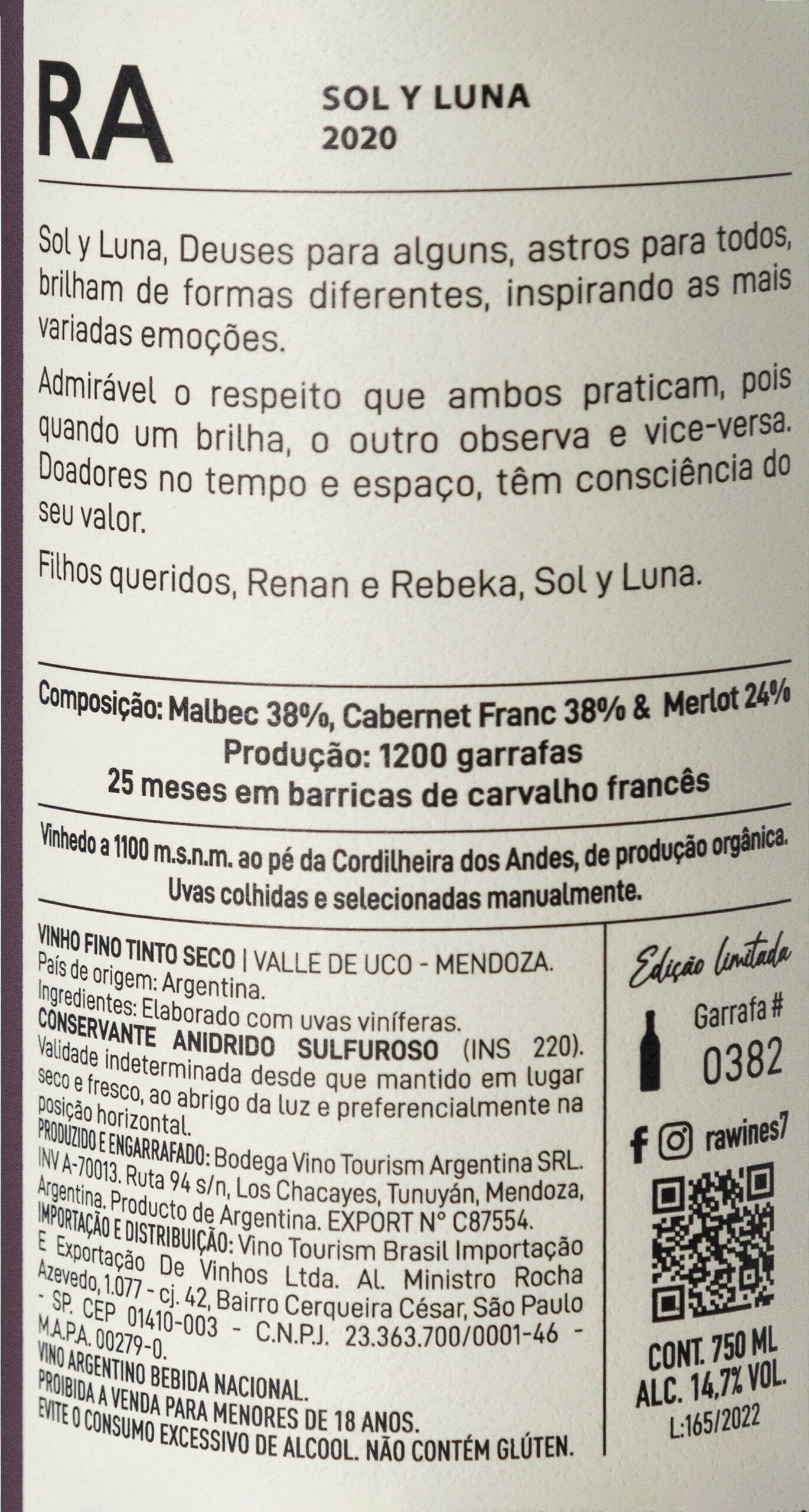 Sol y Luna Blend (Malbec + Cab Franc + Merlot) 2020 - Imagem 2