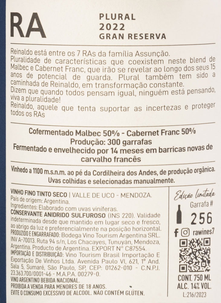 Plural Blend (50% Malbec + 50% Cab Franc) 2022 - Imagem 2